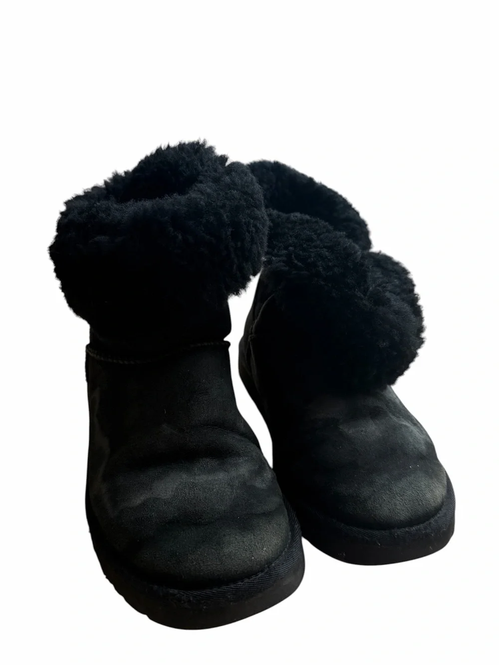 UGG Women’s Black Suede Shearling Fur Ankle Boots Size 7